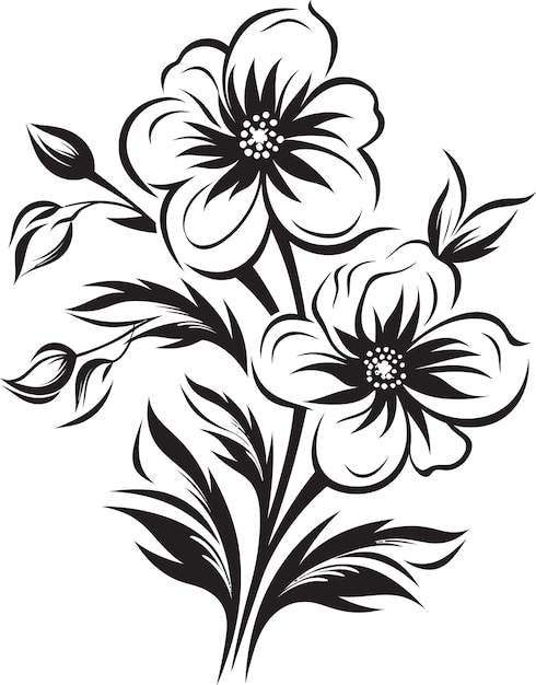 Vector winterlijke bloemenkunst iconische vector mark sneeuwvlok petal sketch elegant zwart emblem