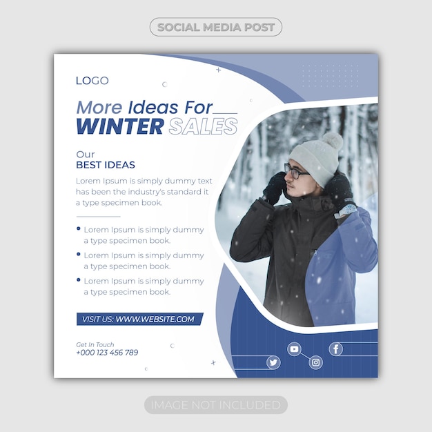 Wintermode social media reclamepost of instagram webbanner sjabloonontwerp
