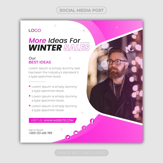 Wintermode social media reclamepost of instagram webbanner sjabloonontwerp