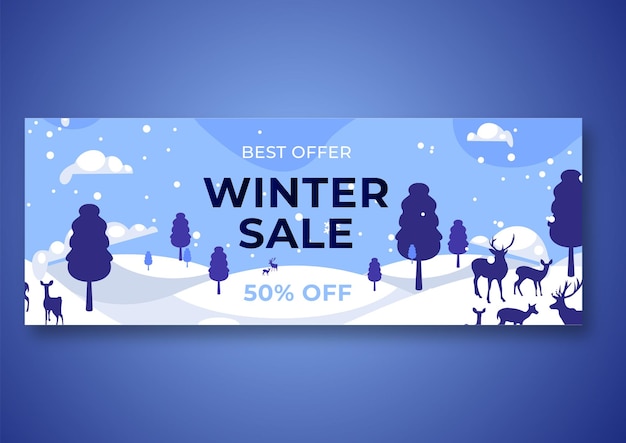 Wintermode verkoop sociale media omslagbanner en webbanner omslagontwerpsjabloon