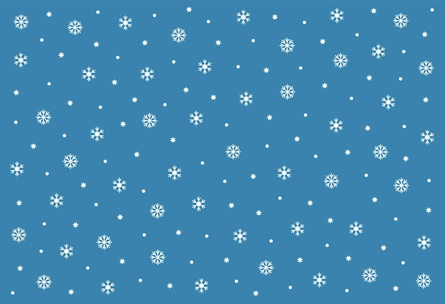 Winterpatroon met witte sneeuwvlokken op blauwe achtergrond, Winterkaart, vectorillustratie