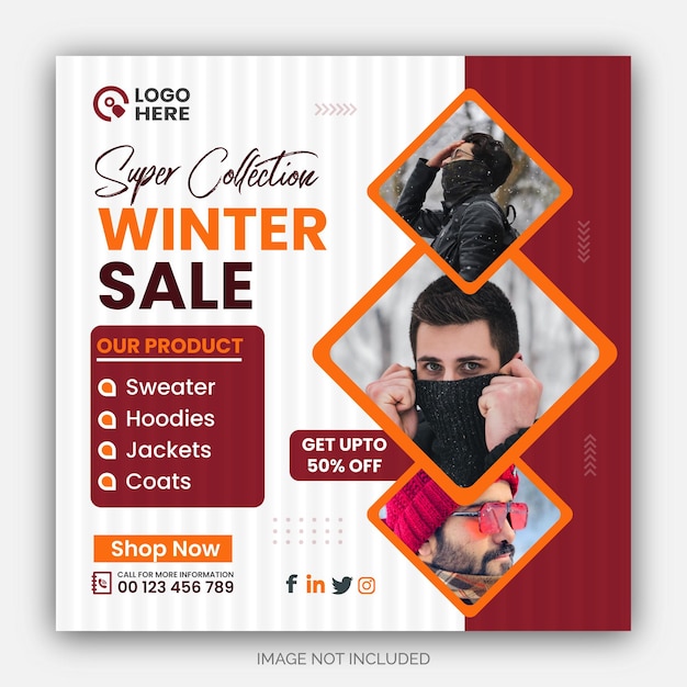 Vector winterse mode verkoop sociale media reclame post banner sjabloon