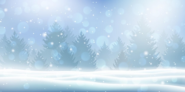 Winterse vakantielandschap met sneeuw en winterboom