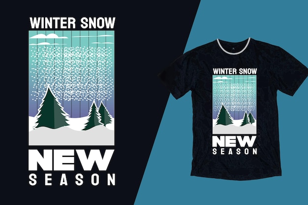 Winterseizoen silhouet retro t-shirt ontwerp