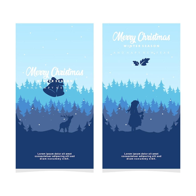 Winterseizoen vrolijk kerstfeest en gelukkig nieuwjaar ontwerp silhouet banner vector illustratie