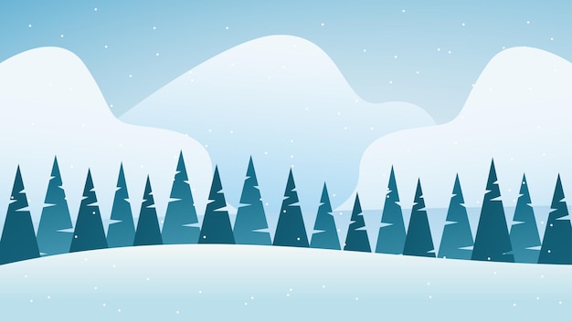 Wintersneeuwlandschap met besneeuwde bergen en bos