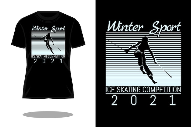 Vector wintersport silhouet vintage t-shirt ontwerp