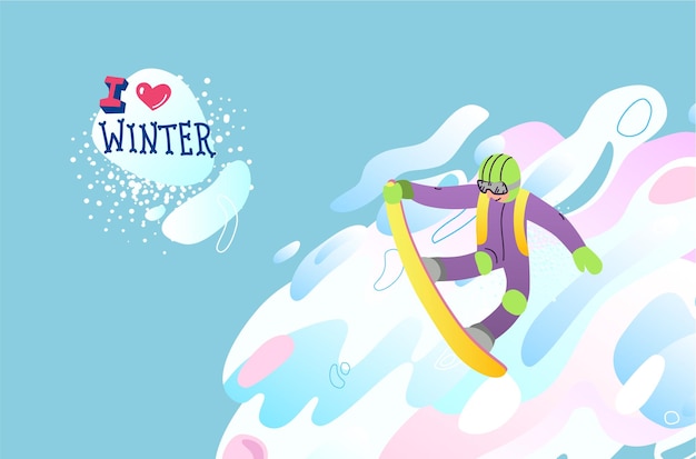 Wintersport vectorillustratie ik hou van de winter