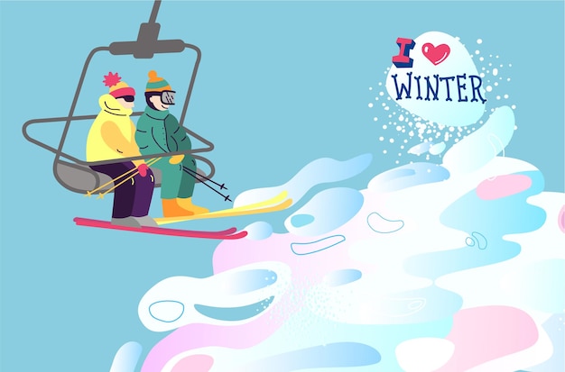 Wintersport vectorillustratie Ik hou van de winter