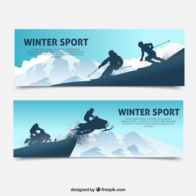 Vector wintersportbanners met twee personen