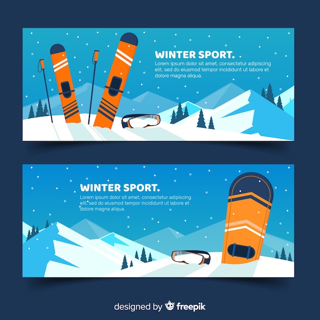 Vector wintersportbanners
