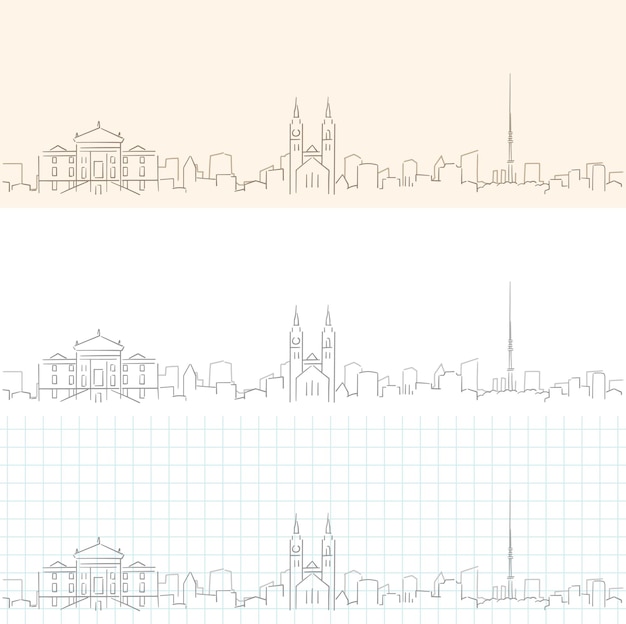 Vettore skyline del profilo disegnato a mano di winterthur