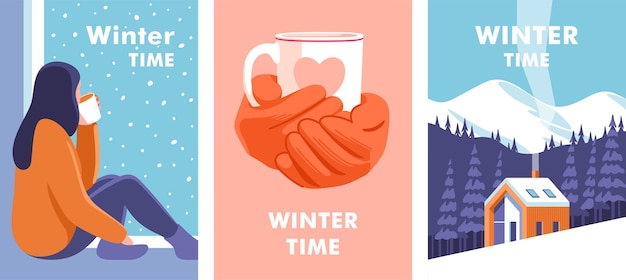 Vector wintertijd concept van vakantiefeest en reis vectorillustratie