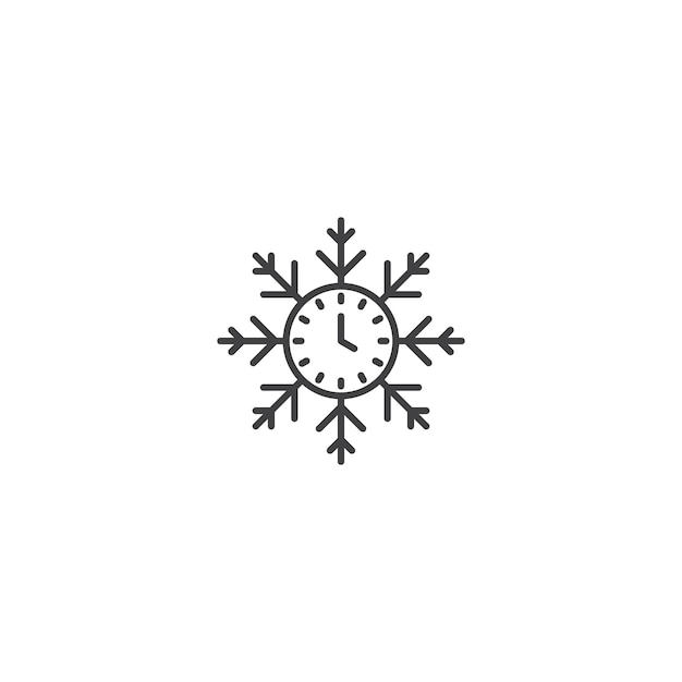 Wintertijd klok sneeuwvlok Vector overzicht sjabloon