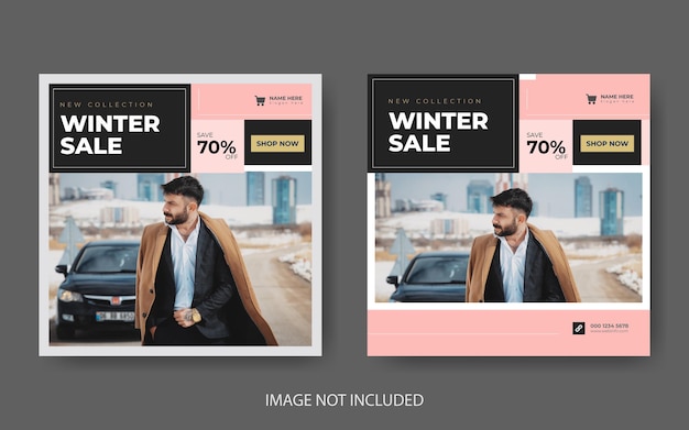 Winteruitverkoop social media banner en instagram postsjabloon premium vector