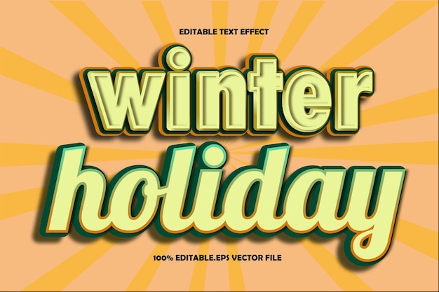 Wintervakantie bewerkbaar teksteffect 3D reliëf verloopstijl