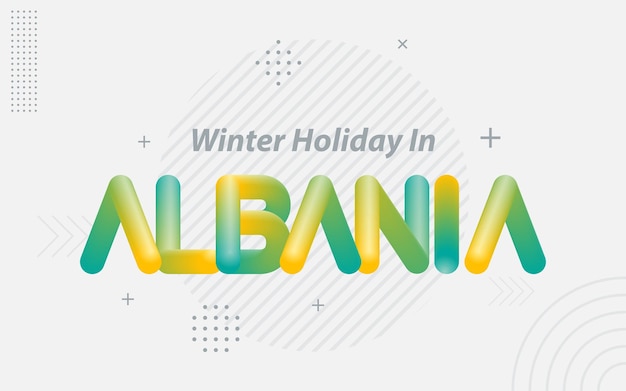 Wintervakantie in Albanië Creatieve typografie met 3D-mengeffect Vectorillustratie