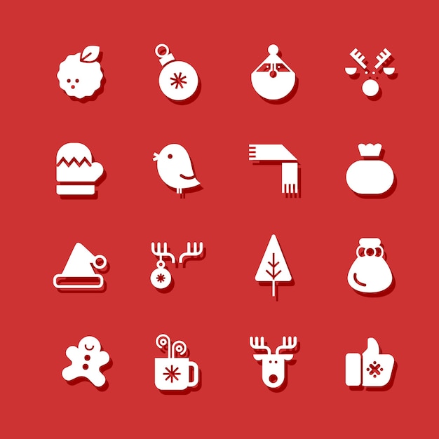 Wintervakantie Kerst pictogram sticker set