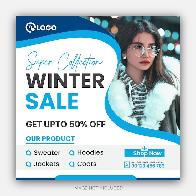 Vector winterverkoop instagram poster en banner ontwerp