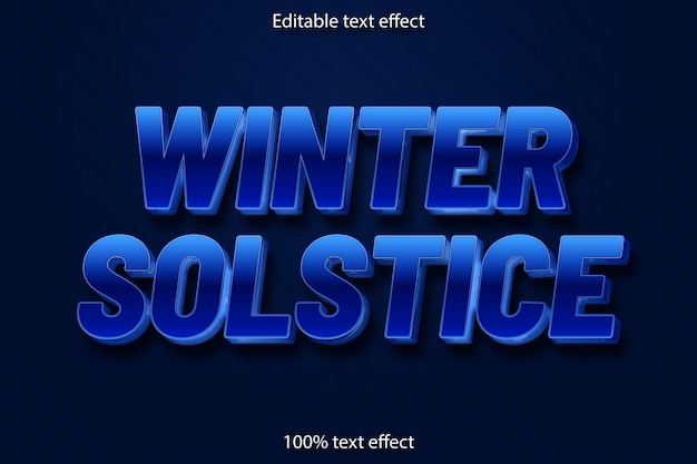 Vector winterzonnewende bewerkbare teksteffect retro-stijl
