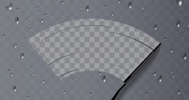 Vector wiper cleans the glass. rain and snow on transparent background.