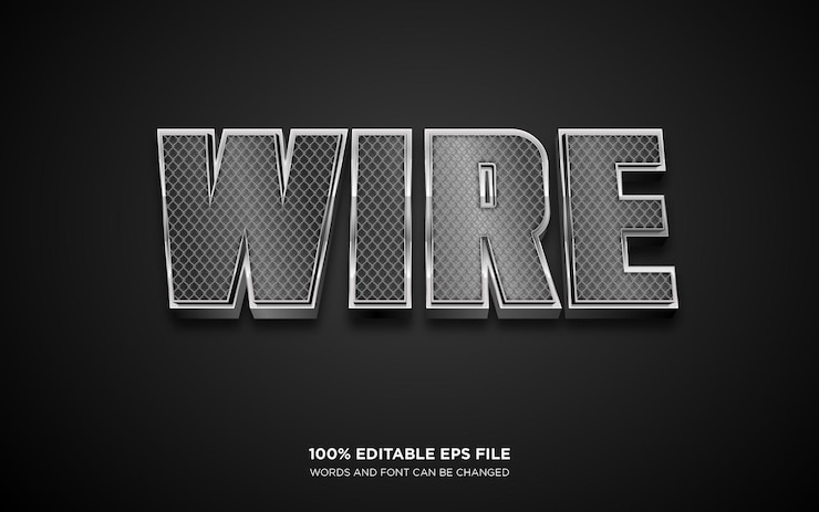 Вектор эффект стиля редактируемого текста wire 3d