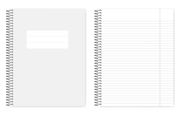 와이어 바운드 줄지어 노트북 벡터 이랑 금속 나선형 참고 책 이랑 카피북 템플릿