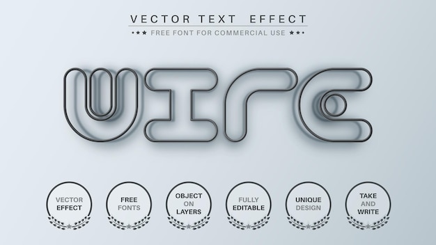 Wire edit text effect editable font style