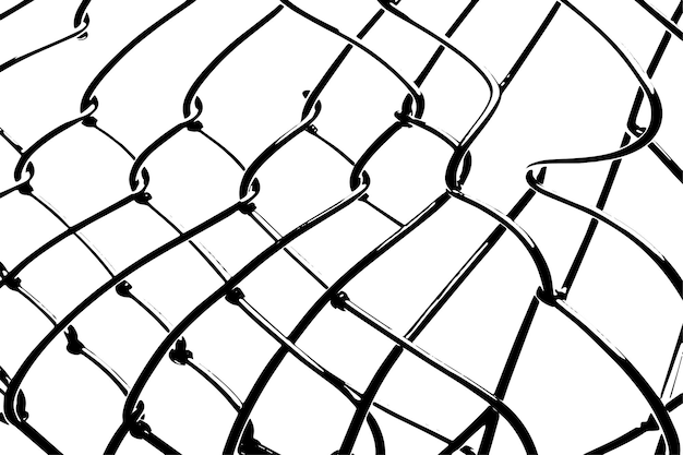 Vector wire fence black grungy overlay background texture on white background vector illustration