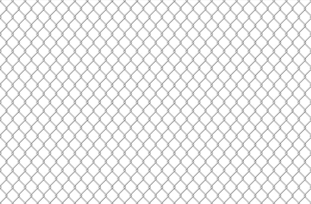 Vector wire fence pattern. seamless steel texture background, realistic chainlink safe fence isolated on white. vector illustration wire mesh steel grid. metal construction prison