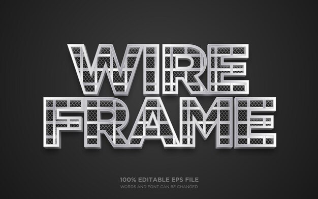 Эффект редактируемого стиля текста Wire Frame