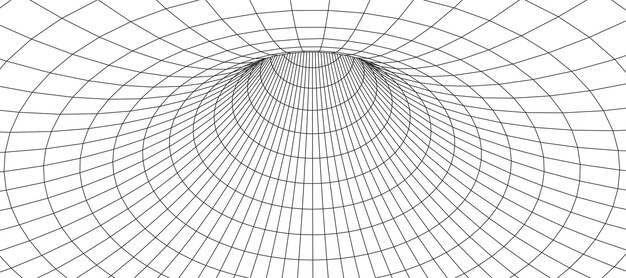 Wireframe abstracte tunnel 3D-tunnelraster Futuristisch 3D-portaal Netwerk cybertechnologie Vectorillustratie