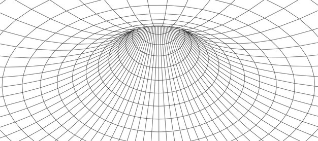 Wireframe abstracte tunnel 3d-tunnelraster futuristisch 3d-portaal netwerk cybertechnologie vectorillustratie