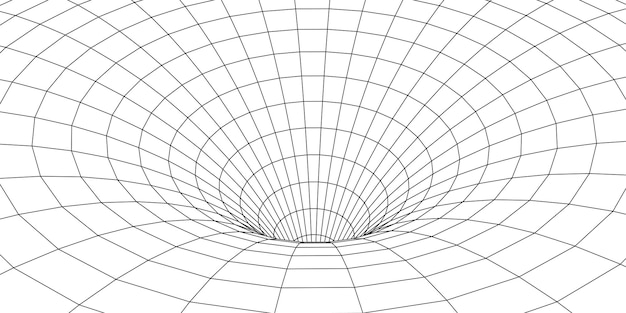 Wireframe abstracte tunnel 3D-tunnelraster Futuristisch 3D-portaal Netwerk cybertechnologie Vectorillustratie