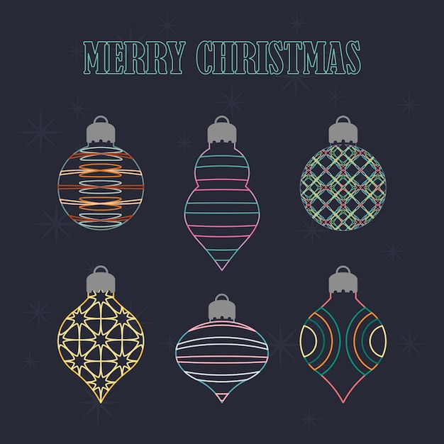 Vector wireframe christmas ornament collection