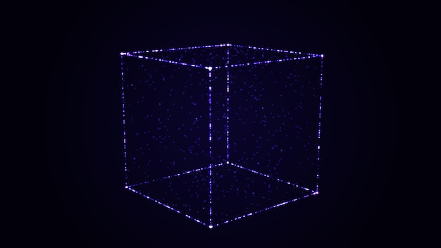 wireframe cubes from different sides vector abstract geometric 3d objects technology block chain network connection