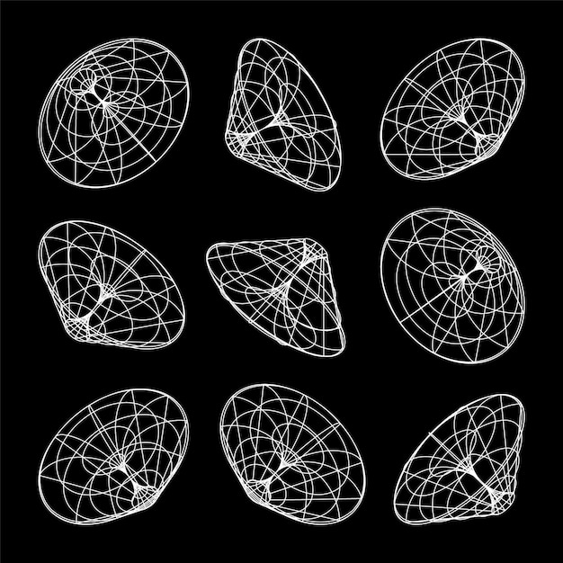 Wireframe gelijnd vormen perspectief mesh d raster laag poly geometrische elementen retro futuristisch ontwerp