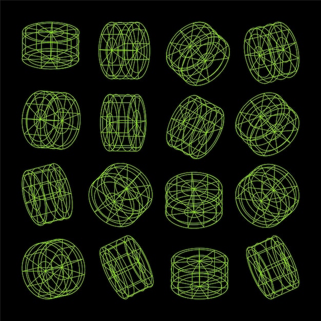 Wireframe gelijnd vormen perspectief mesh d raster laag poly geometrische elementen retro futuristisch ontwerp
