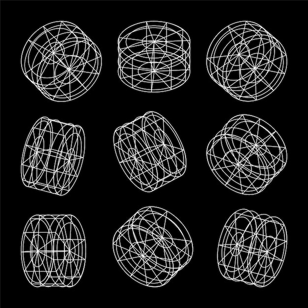 Wireframe gelijnd vormen perspectief mesh d raster laag poly geometrische elementen retro futuristisch ontwerp