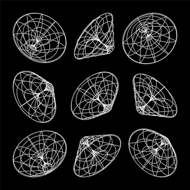 Wireframe gelijnd vormen perspectief mesh d raster laag poly geometrische elementen retro futuristisch ontwerp