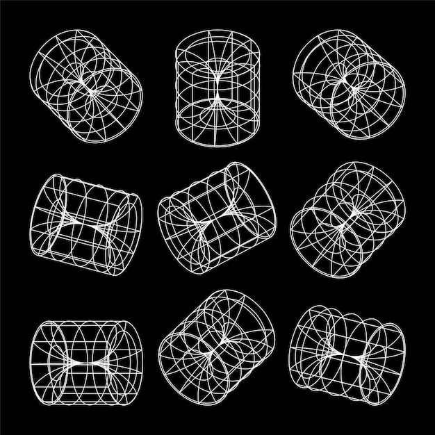 Wireframe gelijnd vormen perspectief mesh d raster laag poly geometrische elementen retro futuristisch ontwerp