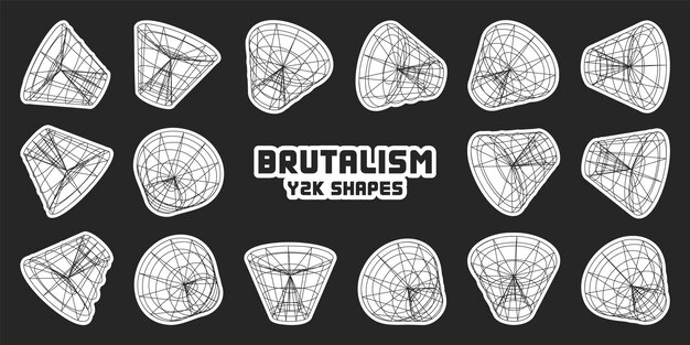 Wireframe gelijnd vormen perspectief mesh d raster moderne trendy lage poly geometrische elementen retro