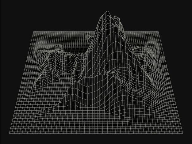 Wireframe geluidsgolf geometrische veelhoekige abstracte raster topografie grafiek