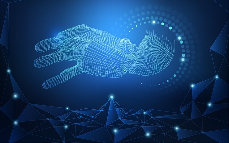 Vector wireframe hand