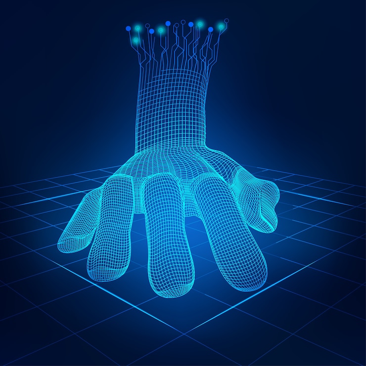 Vector wireframe hand