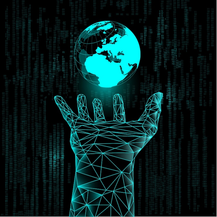 Vector wireframe hand