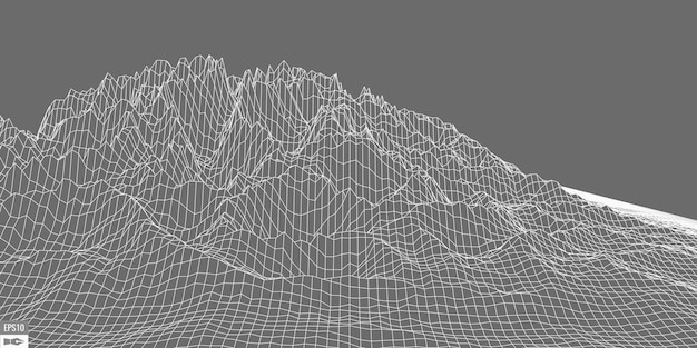 ベクトル 白い背景の上のワイヤーフレームの風景抽象的な幾何学的なベクトル技術の背景3dベクトルデジタル背景