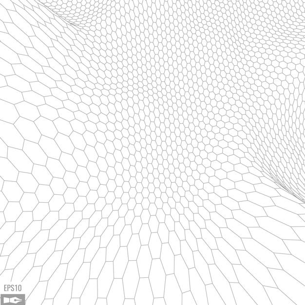 흰색 배경에 와이어 프레임 풍경 추상적인 기하학적 벡터 기술 배경 3d 벡터 디지털 배경