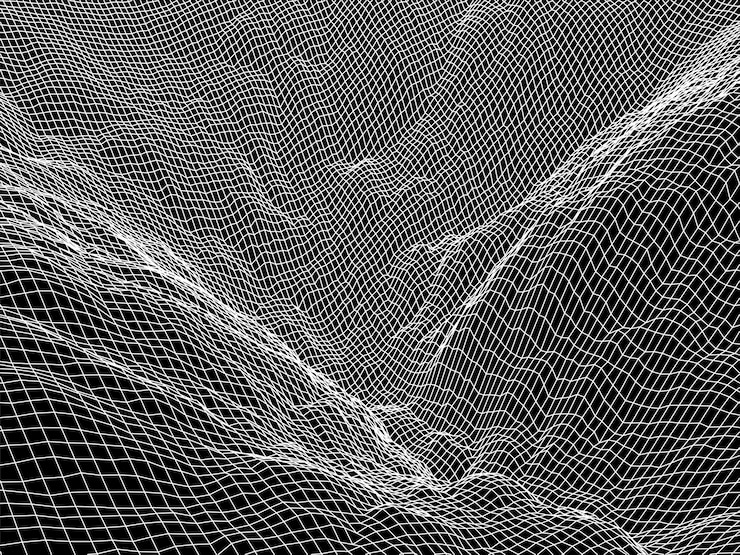 वेक्टर wireframe landscape vector background cyberspace grid technology illustration on black