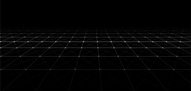 Каркасный пейзаж Векторная перспективная сетка Цифровое пространство Сетка на белом фоне